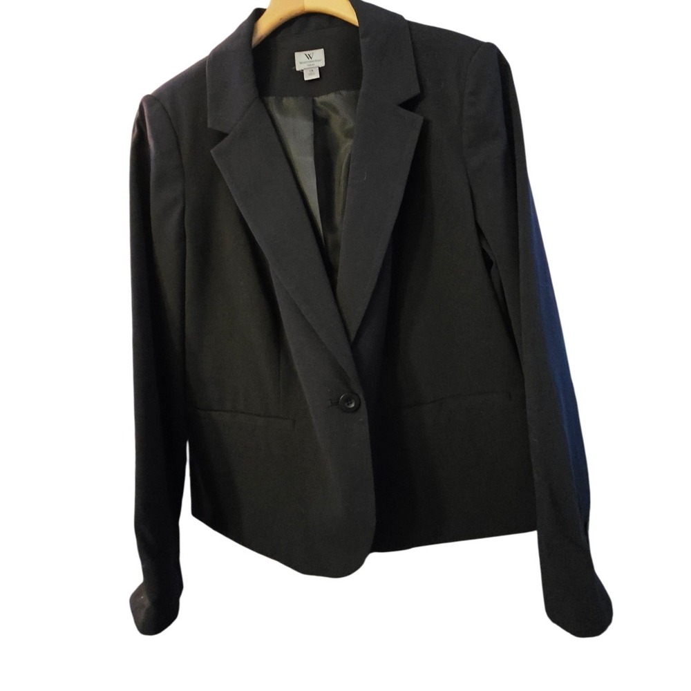 Worthington Woman Black Single Button Blazer Plus Size 1X Career Office Jacket‎